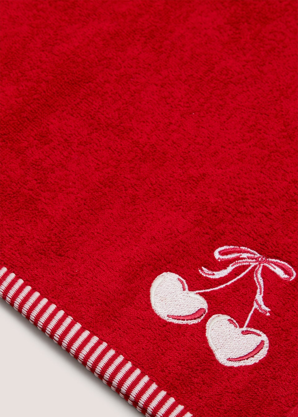 Red Cherry Embroidered Hand Towel