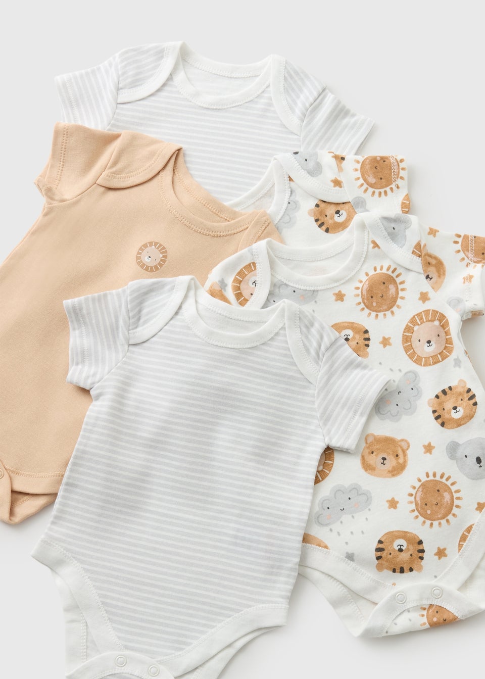 5 Pack Baby Animal Cloud Bodysuits (Newborn-23mths)