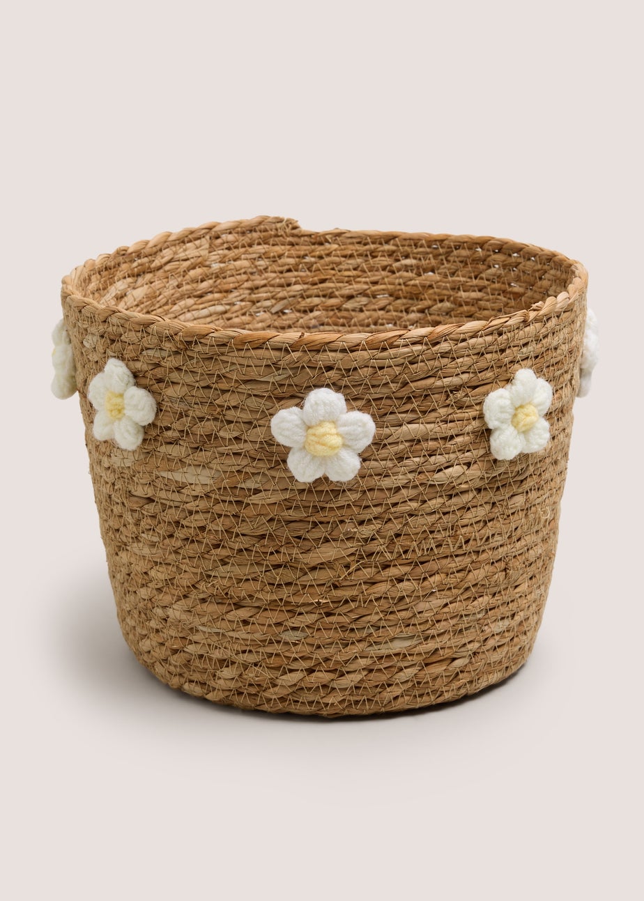 Daisy Crochet Small Woven Basket