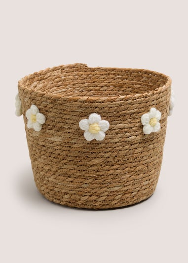 Daisy Crochet Small Woven Basket