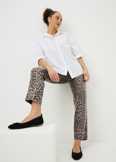 Brown Leopard Print Utility Jogging Bottoms