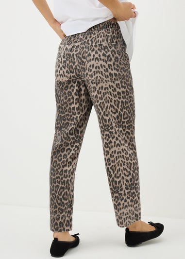 Brown Leopard Print Utility Jogging Bottoms