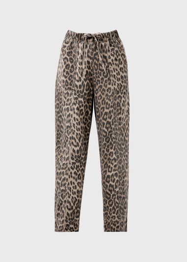 Brown Leopard Print Utility Jogging Bottoms