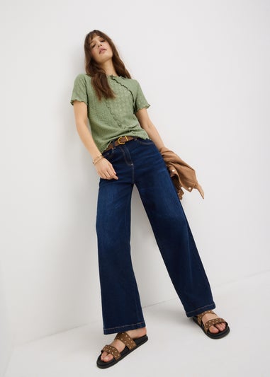 Sage Green Mixed Texture T-Shirt