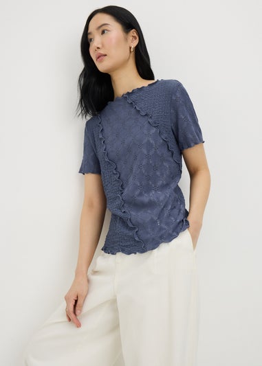 Slate Mixed Texture T-Shirt