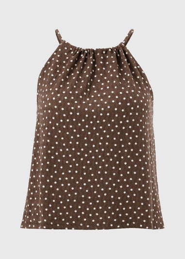 Chocolate Brown Polka Dot Co Ord Cami Top