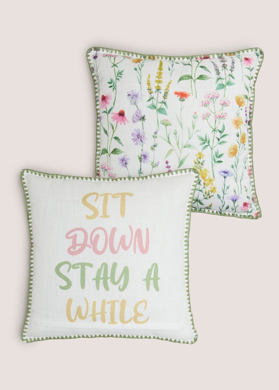 Slogan Floral Reverse Cushion