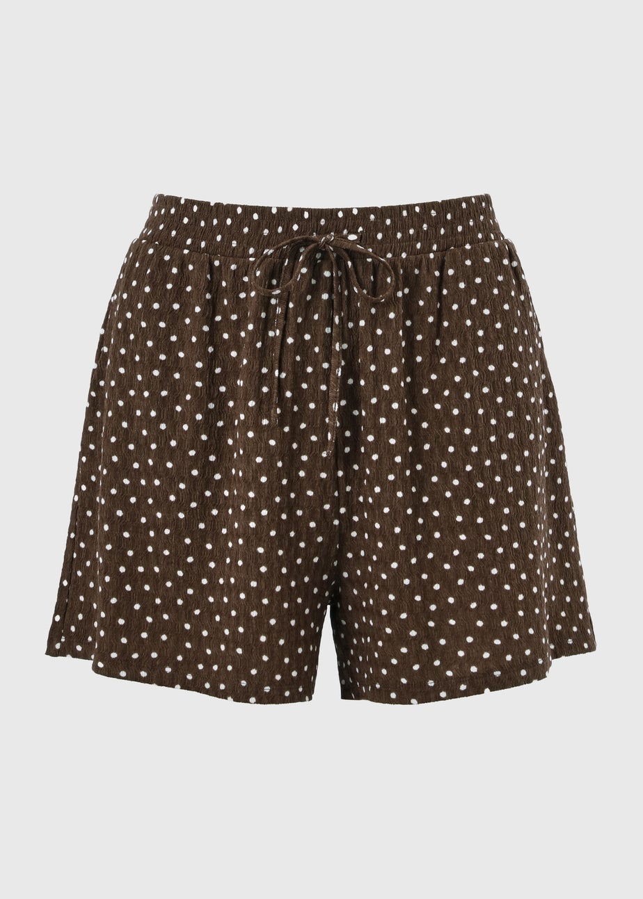 Chocolate Brown Polka Dot Co Ord Shorts