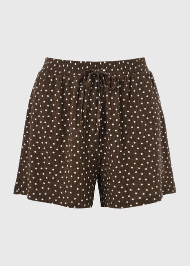 Chocolate Brown Polka Dot Co Ord Shorts