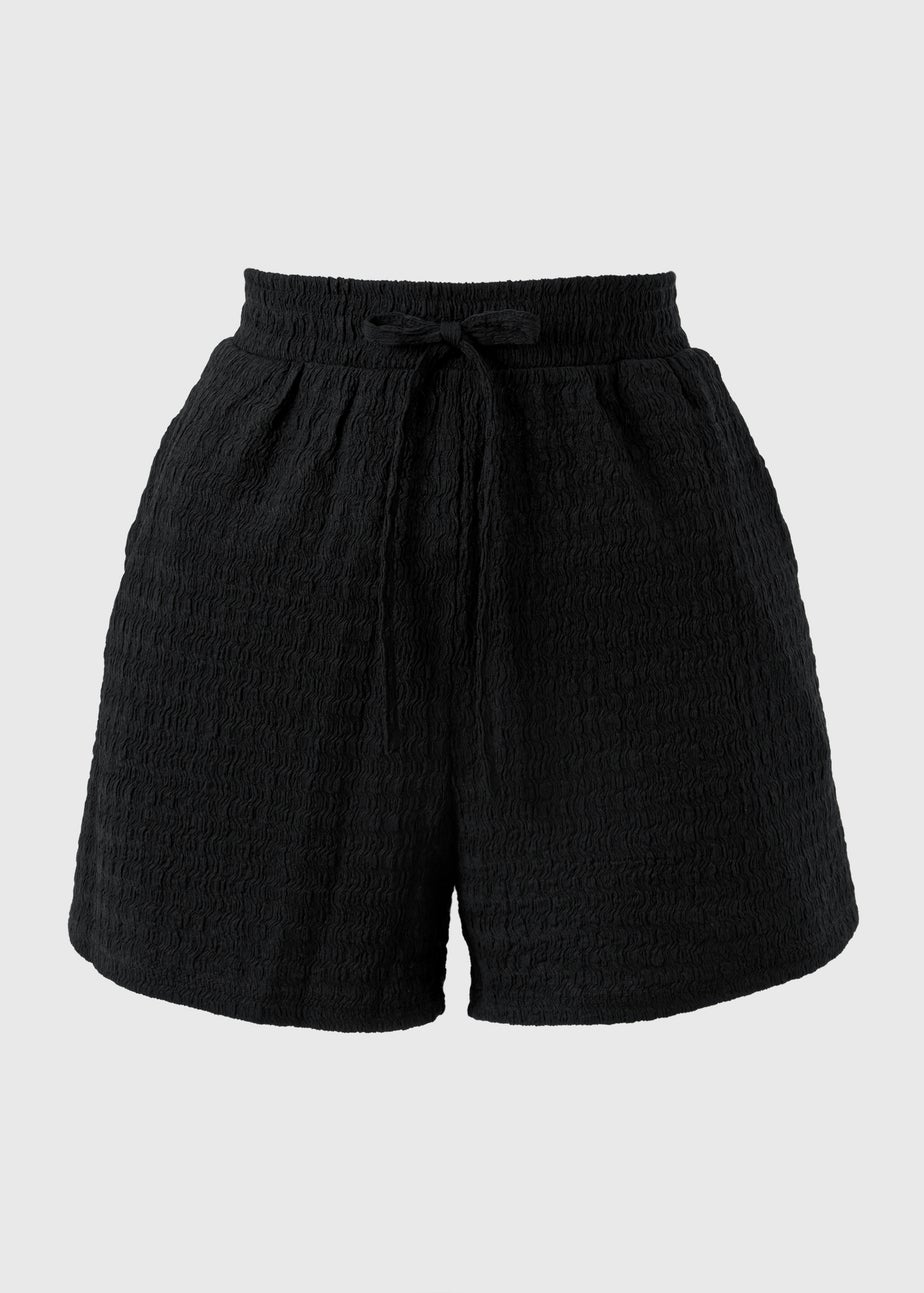 Black Textured Co Ord Shorts