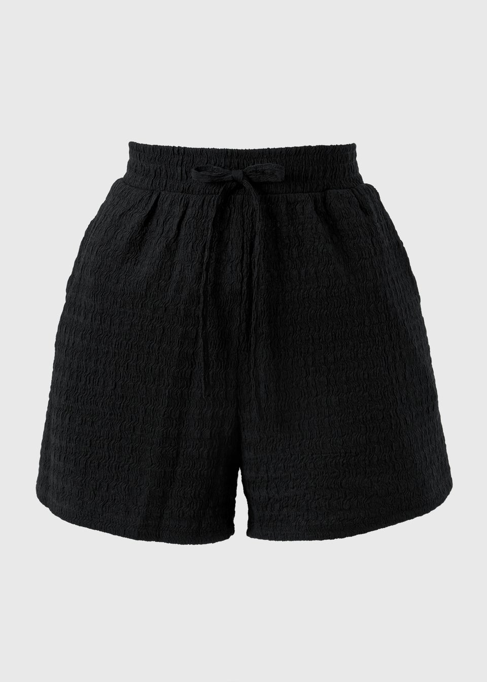 Black Textured Co Ord Shorts