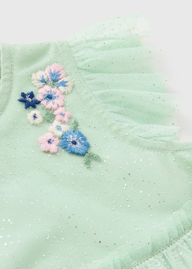 Girls Sage Embroidered Mesh Dress (Newborn-23mths)