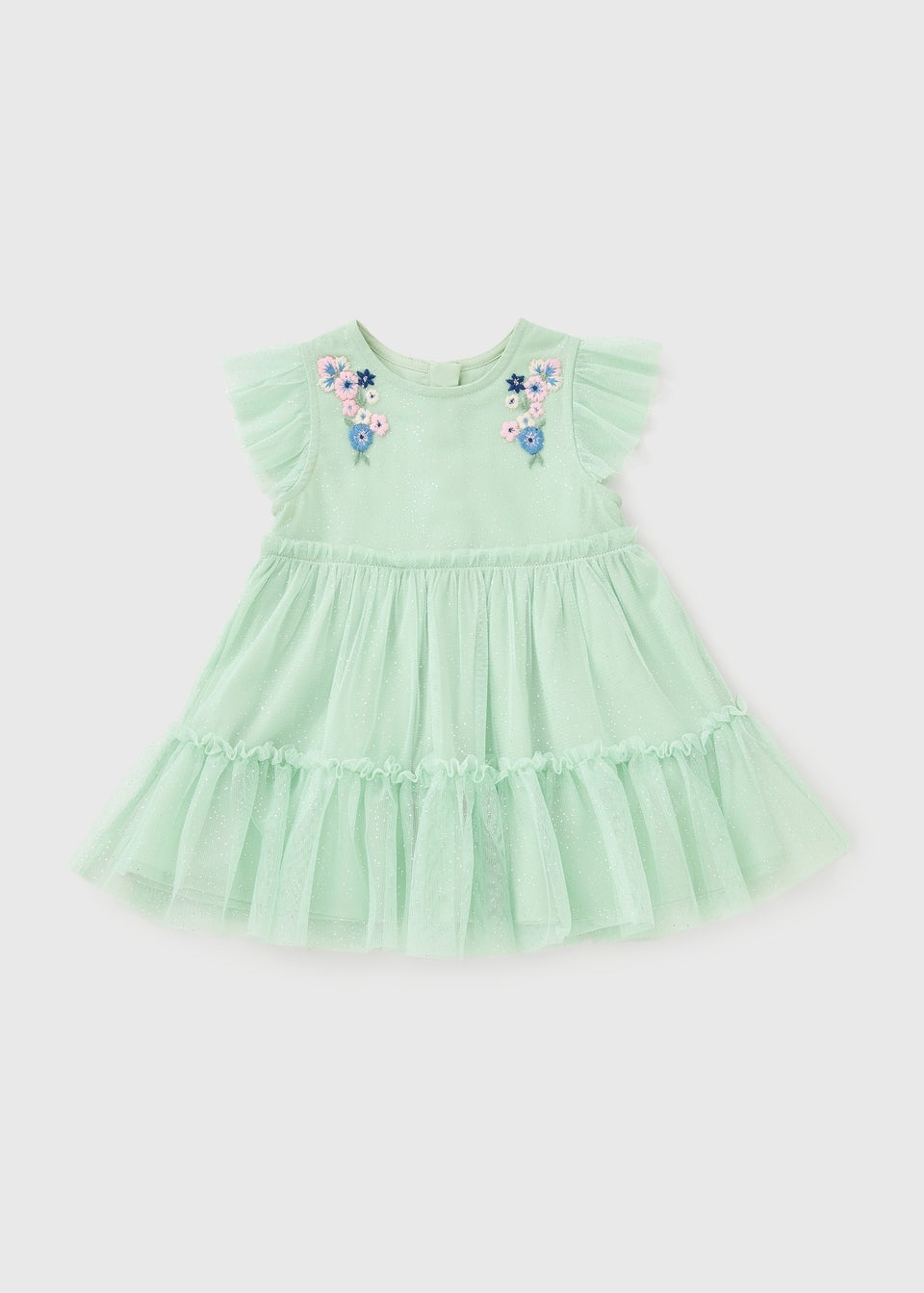 Girls Sage Embroidered Mesh Dress (Newborn-23mths)