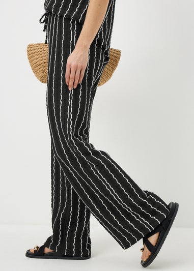 Black Stripe Jersey Wide Leg Co Ord Trousers