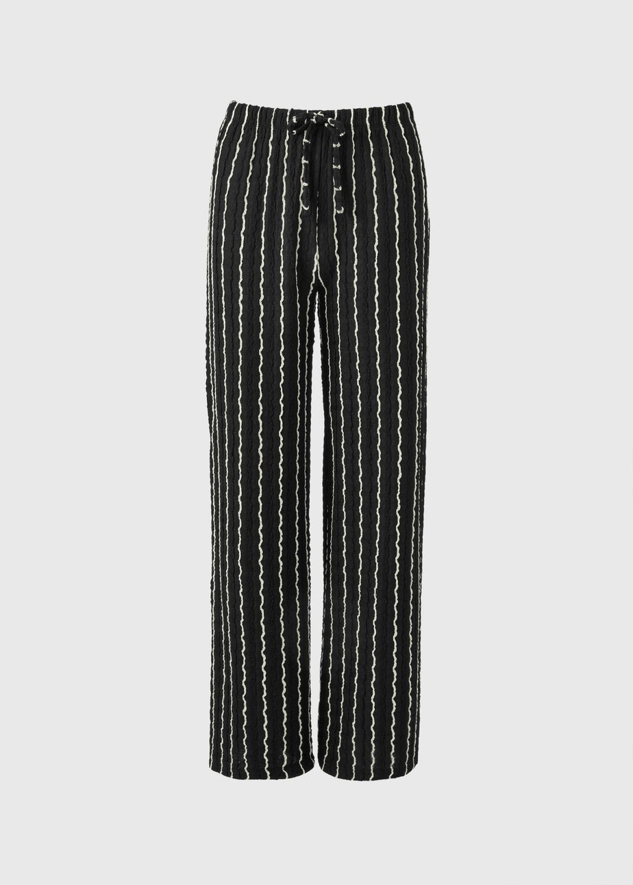Black Stripe Jersey Wide Leg Co Ord Trousers