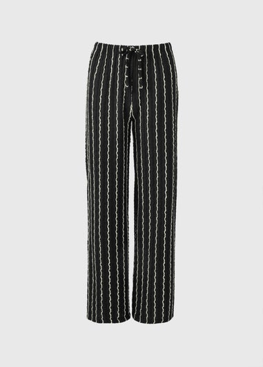 Black Stripe Jersey Wide Leg Co Ord Trousers