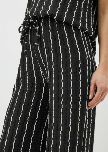 Black Stripe Jersey Wide Leg Co Ord Trousers