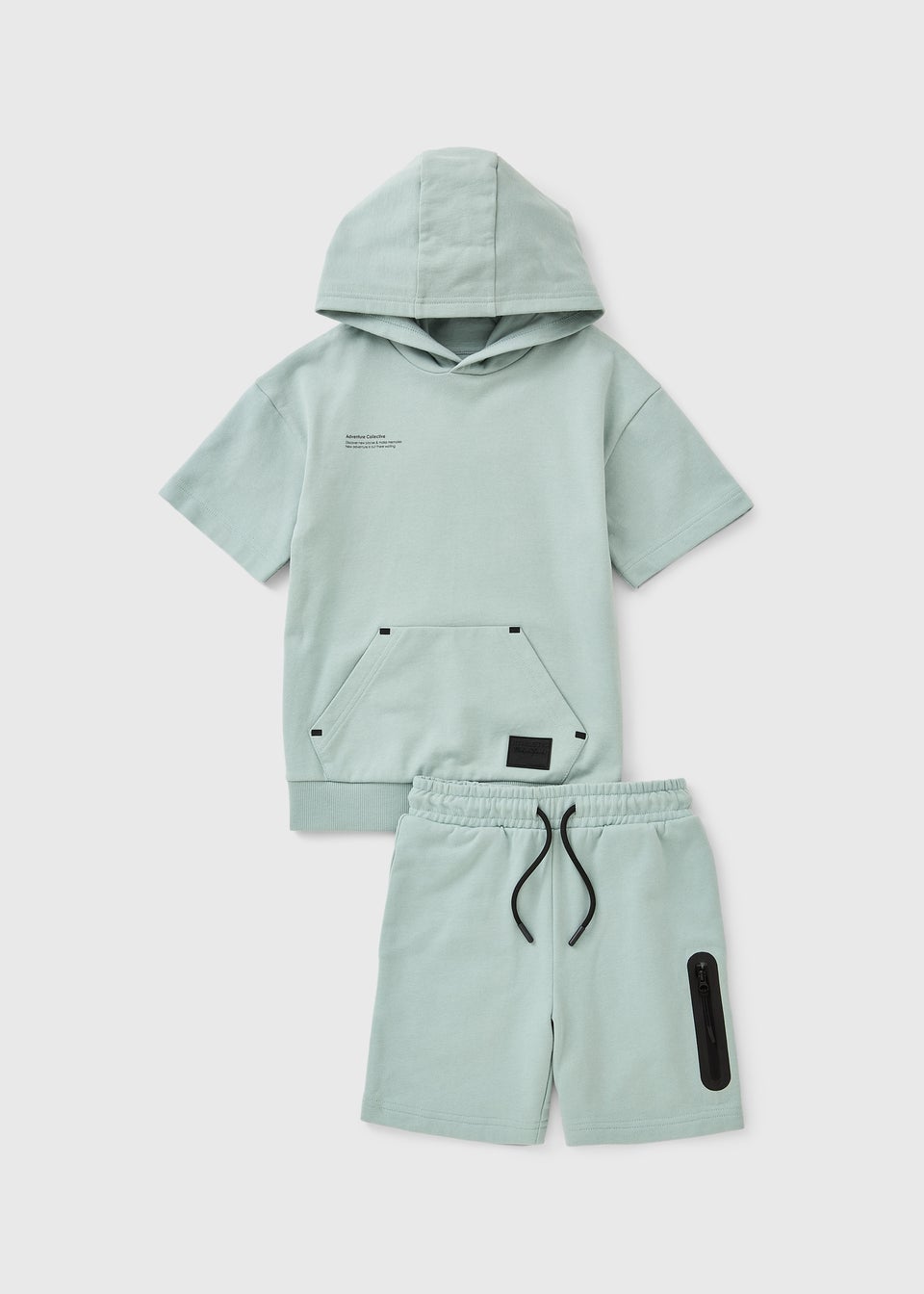 Boys Green Hoody And Short Set (7-15 Years)