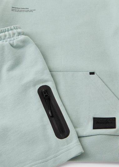 Boys Green Hoody And Short Set (7-15 Years)