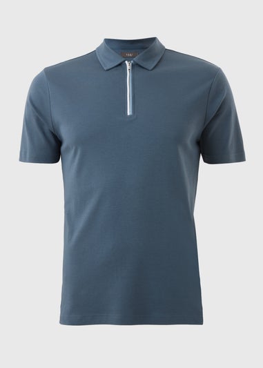 Dark Blue Cotton Polo Top