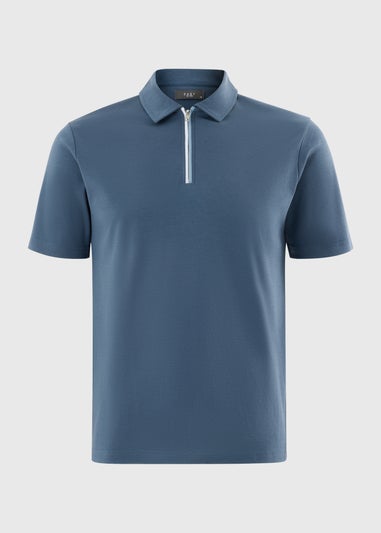 Dark Blue Cotton Polo Top