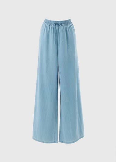 Blue Chambray Wide Leg Co Ord Trousers