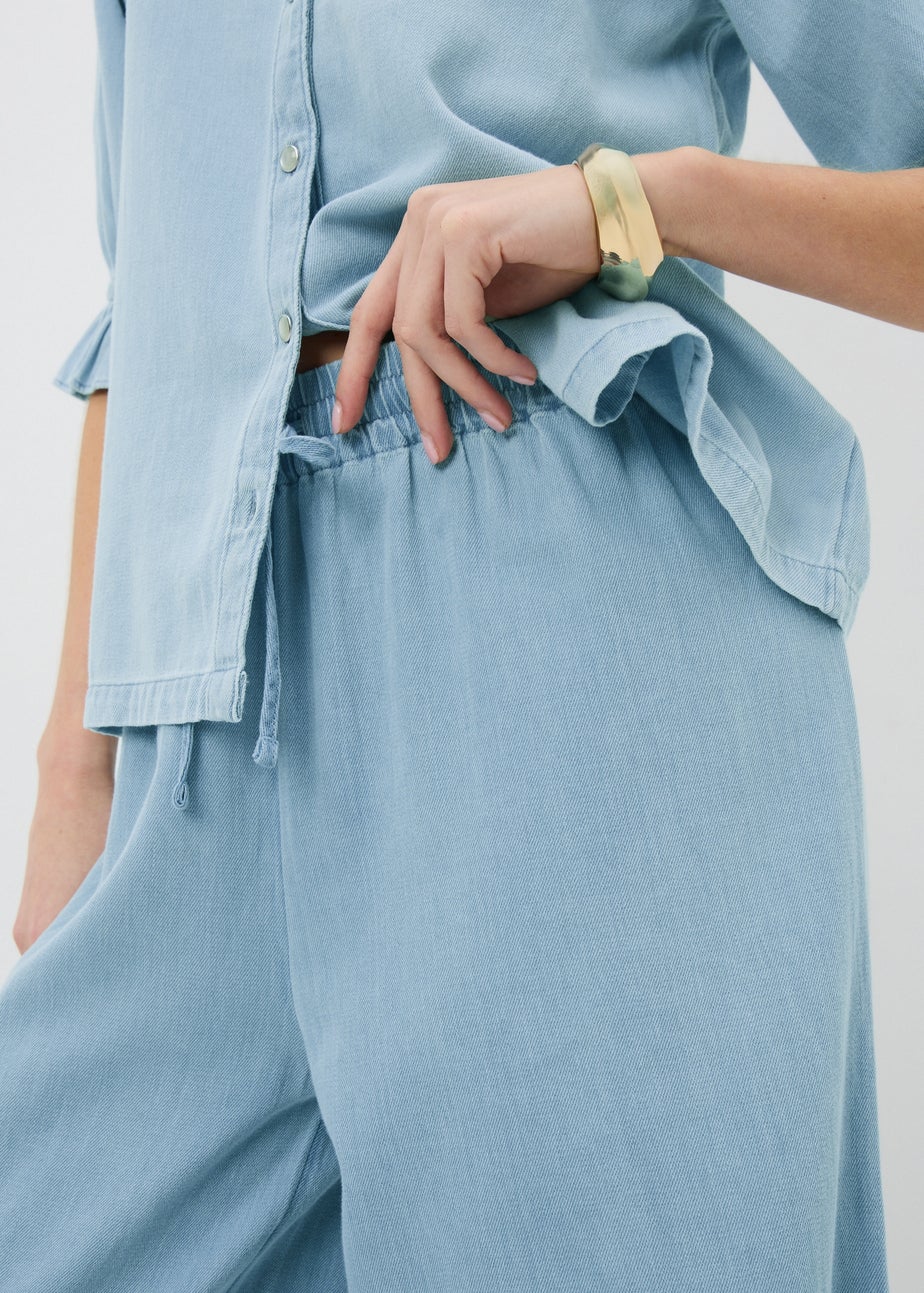 Blue Chambray Wide Leg Co Ord Trousers