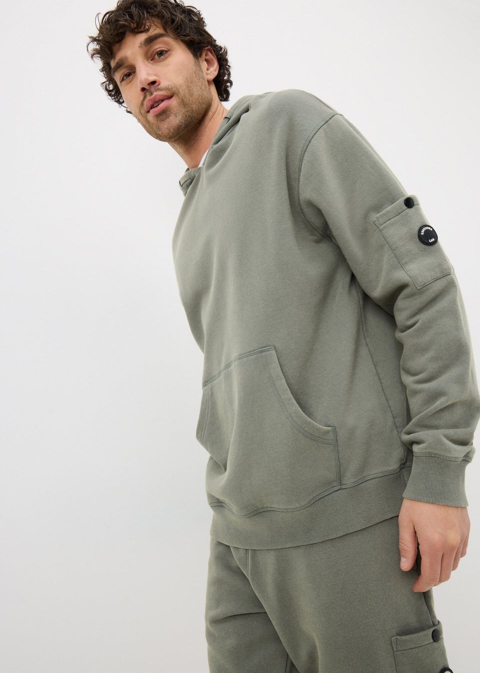 Khaki Washed Co Ord Hoodie