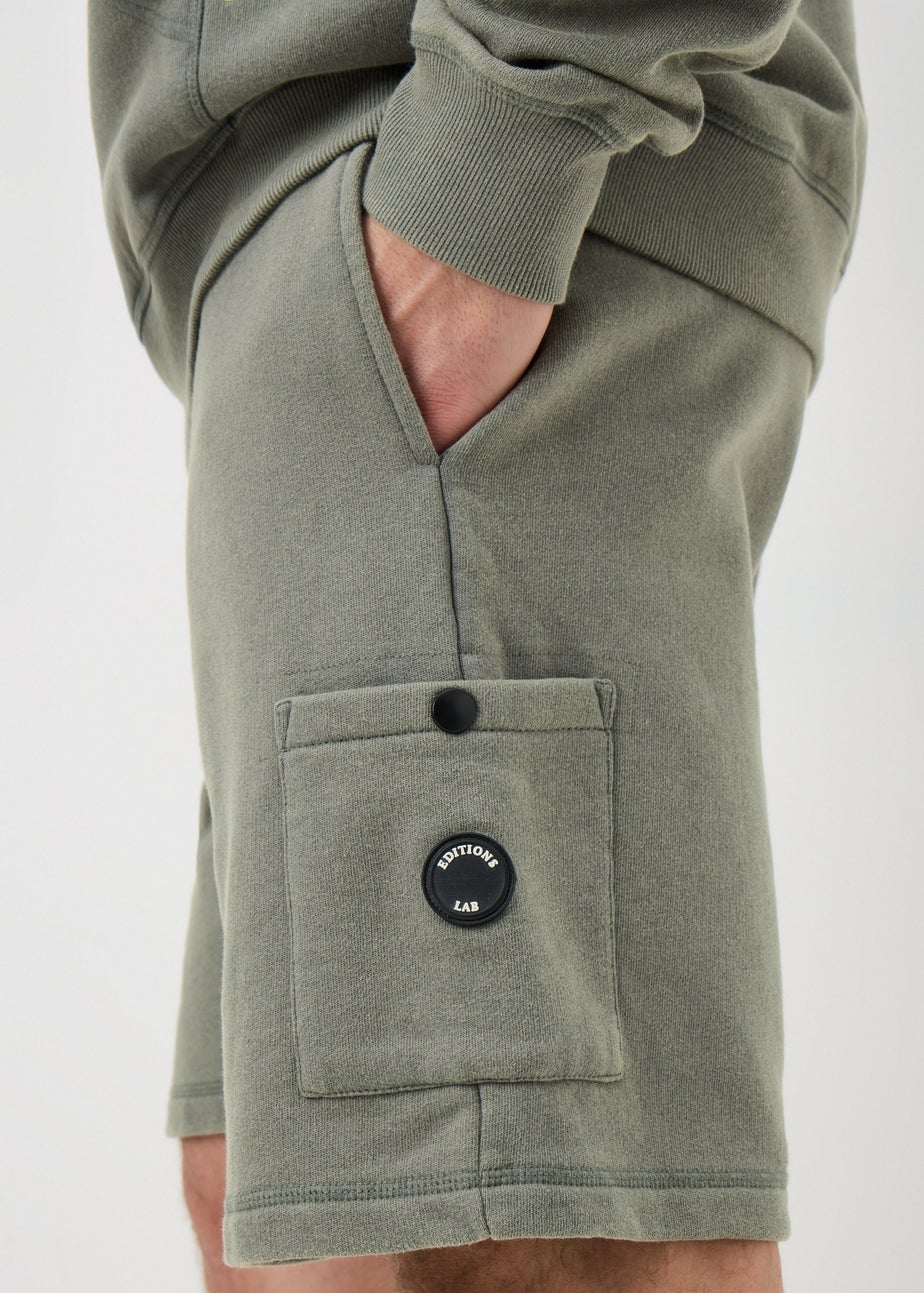 Khaki Washed Co Ord Jogger Shorts