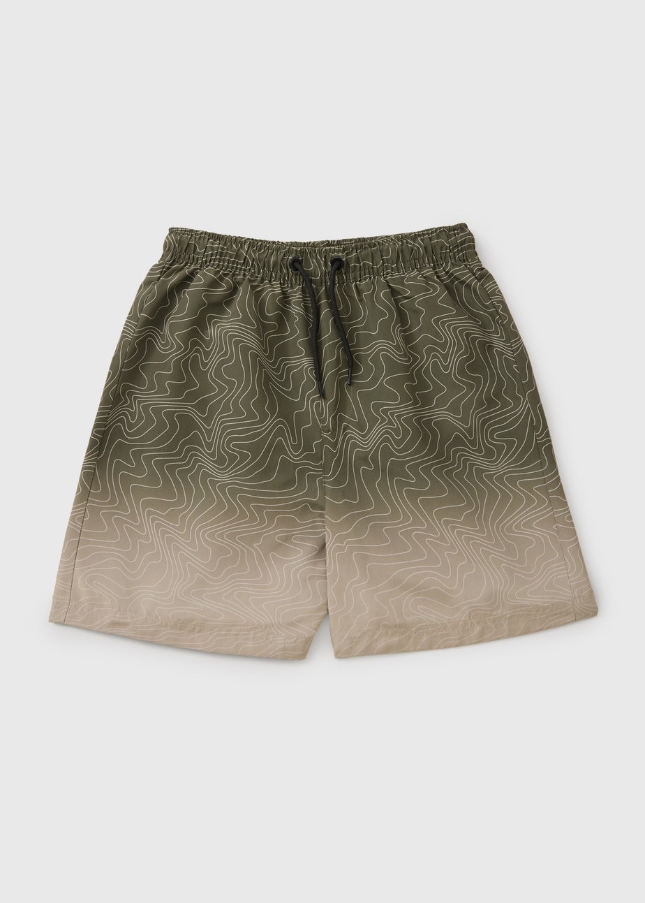 Boys Khaki Swirl Swim Shorts (7-15yrs)