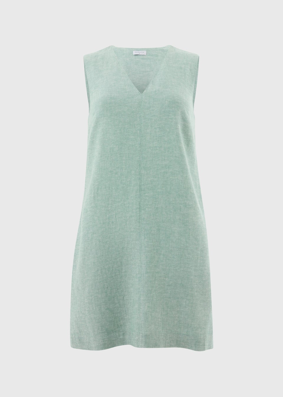 Teal V Neck Linen Blend Mini Dress