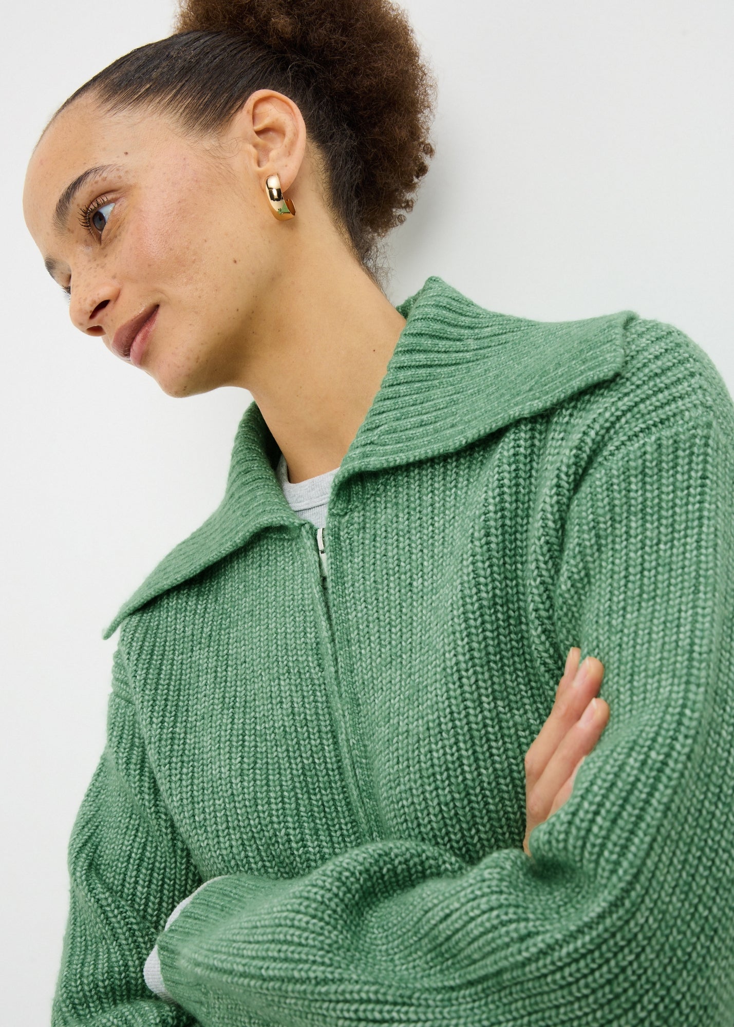 Green Zip Front Ribbed Cardigan - Matalan