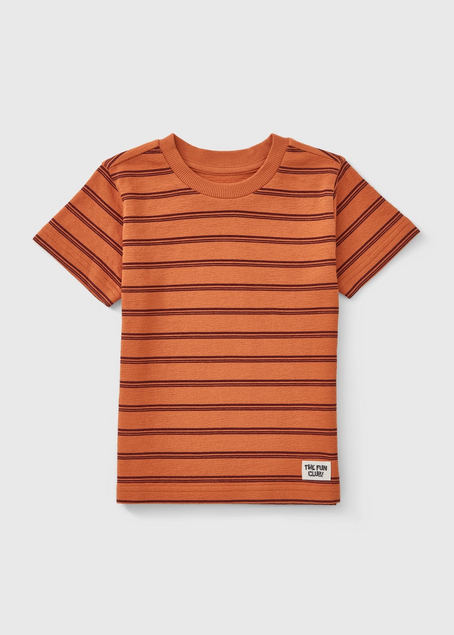 Boys Orange Textured Stripe T-Shirt (1-7yrs)