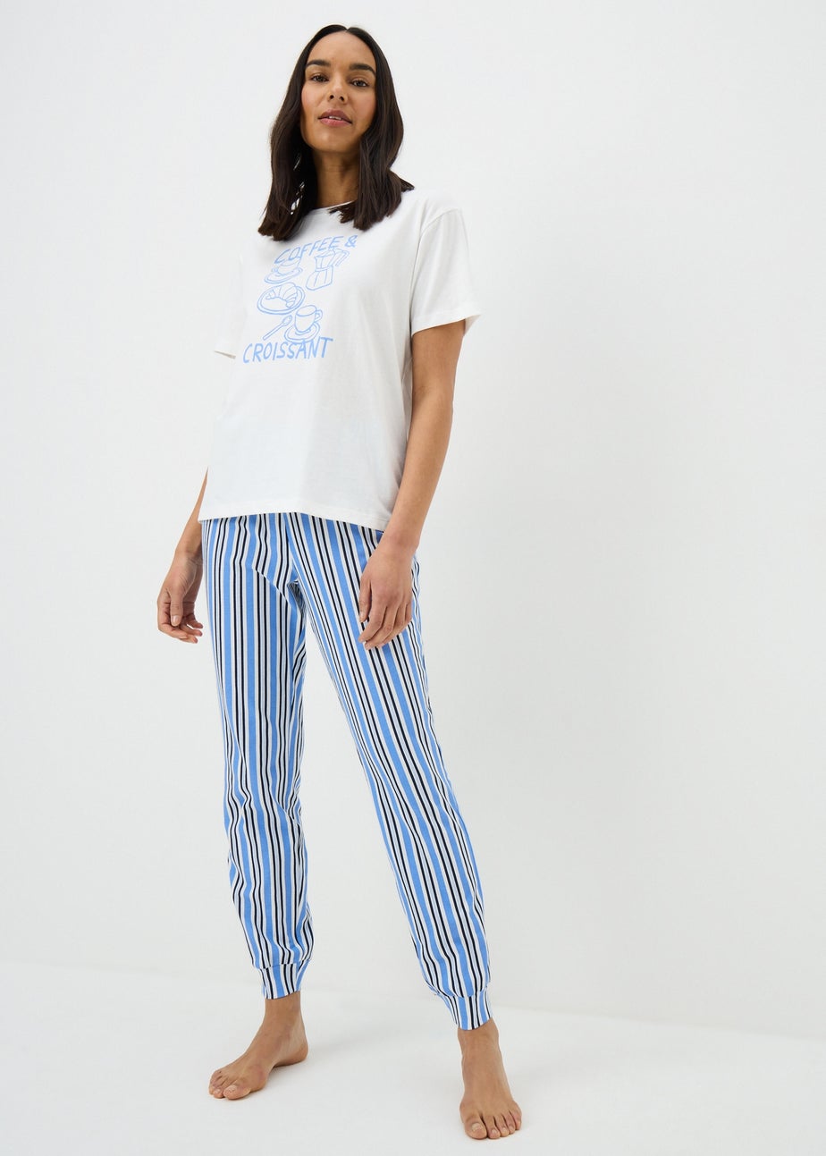 Blue Coffee & Croissant Pyjama Set