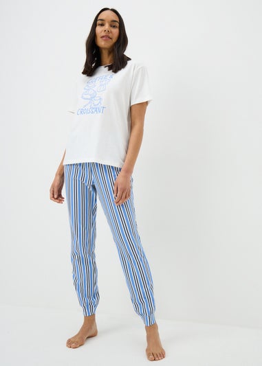 Blue Coffee & Croissant Pyjama Set