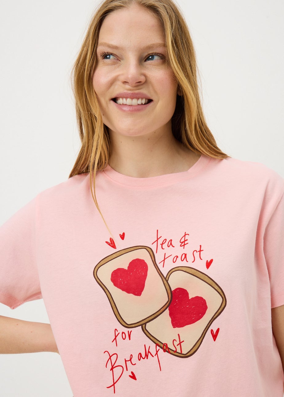 Pink Toast Print Pyjama Set
