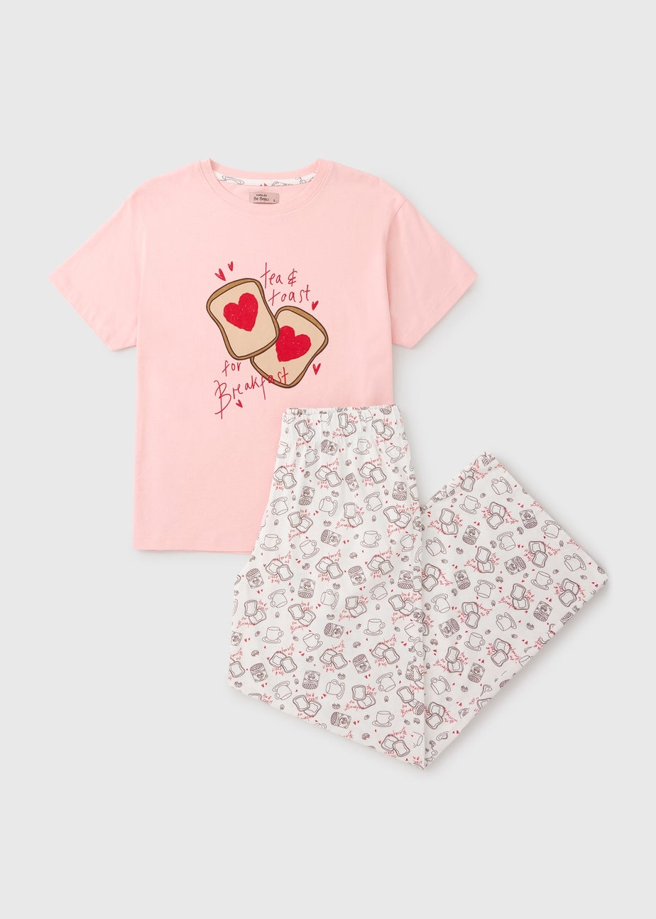 Pink Toast Print Pyjama Set