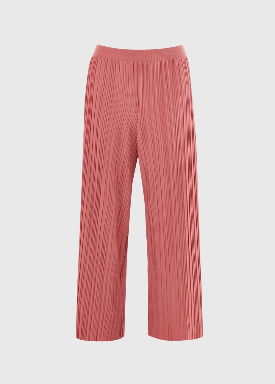 Pink Plisse Wide Leg Co Ord Trousers