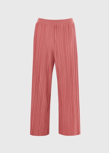 Pink Plisse Wide Leg Co Ord Trousers
