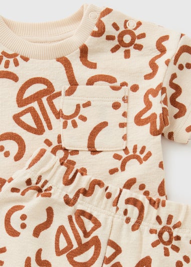 Baby Cream Holiday Print Top & Short  (Newborn-23mths)