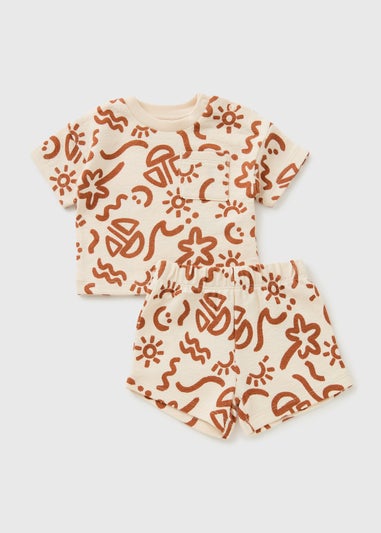 Baby Cream Holiday Print Top & Short  (Newborn-23mths)