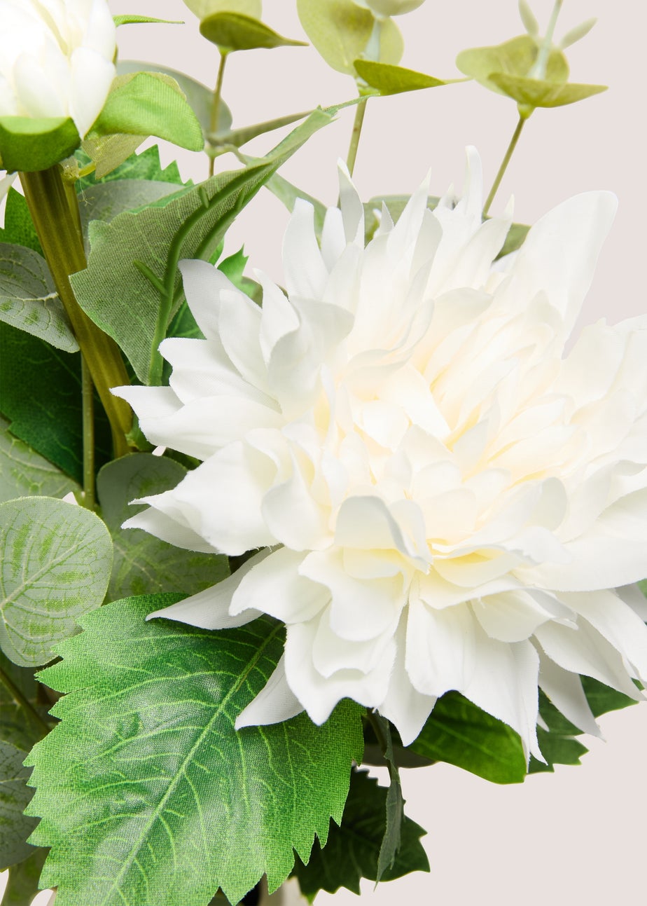 White Flowers In Ribbed Pot
