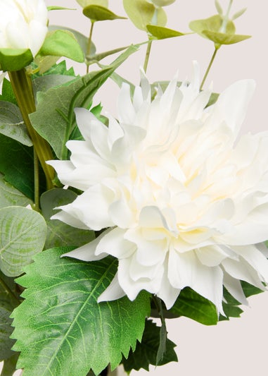 White Flowers In Ribbed Pot