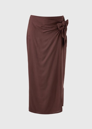 Chocolate Brown Wrap Midaxi Skirt