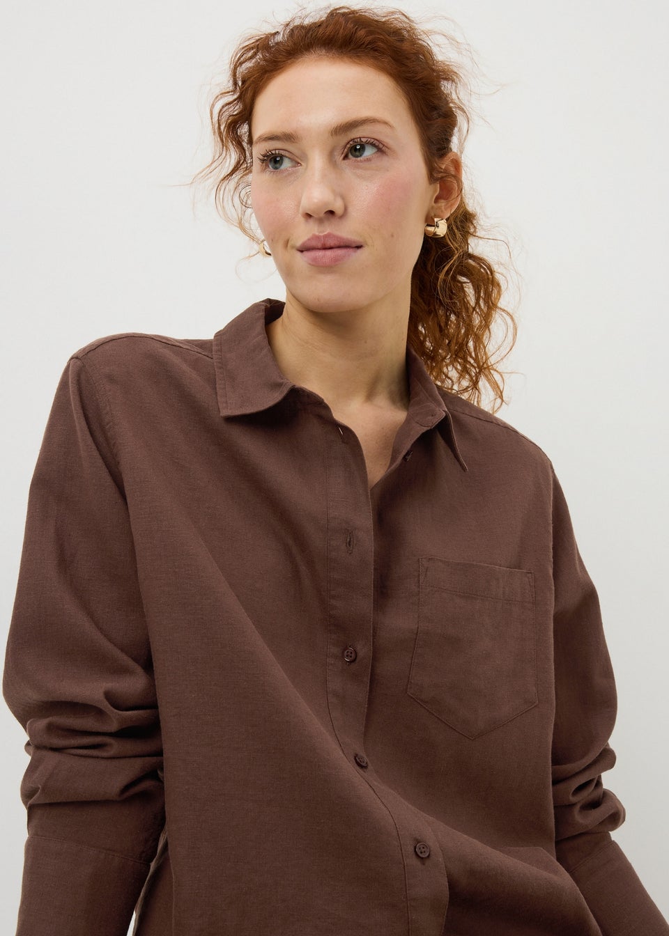 Chocolate Brown Linen Rich Co Ord Shirt