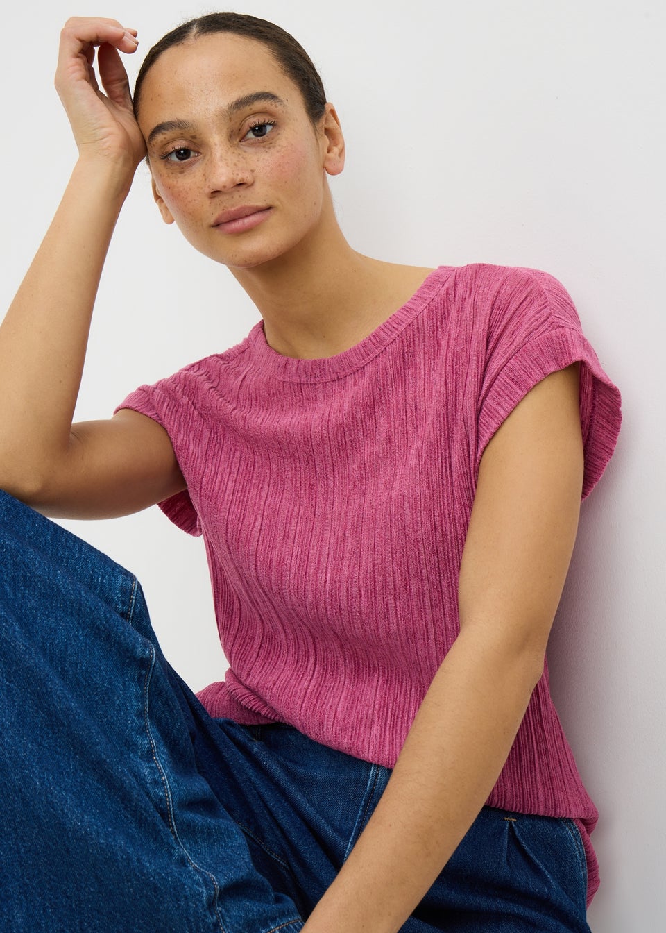 Pink Textured T-Shirt