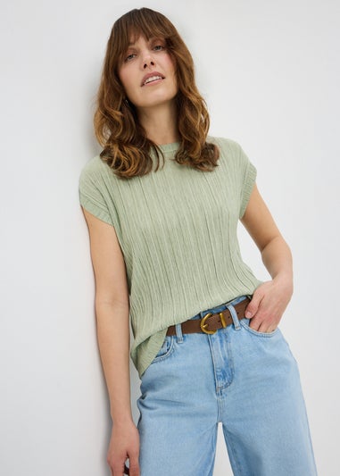 Sage Green Textured T-Shirt