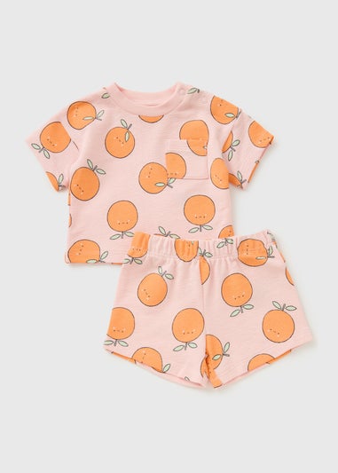 Baby Pink Peach Top & Short Set (Newborn-23mths)