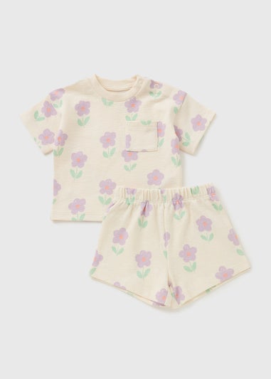 Baby Cream Flower Top & Shorts Set (Newborn-23mths)