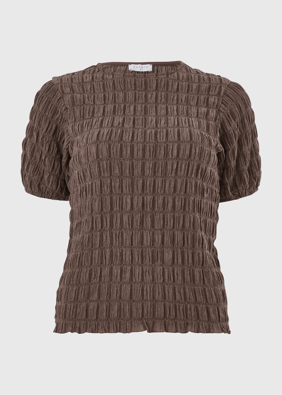 Chocolate Brown Bubble Texture Co-Ord Top